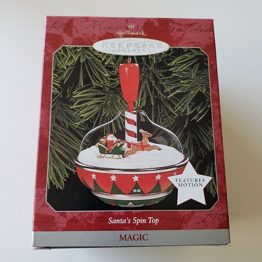 NWT - Hallmark Keepsake Ornament - 1998 Santa's Spin Top
